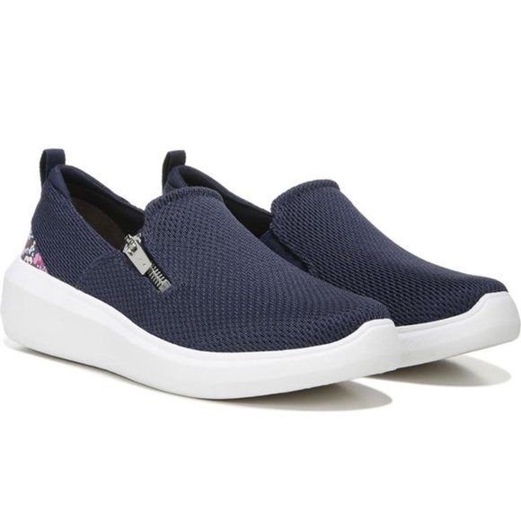 Ryka Ally Sneakers Slip On Zip Platform Navy Blue & Floral Print Size 7 NEW - Picture 1 of 8